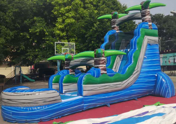 Blue crush inflatable water slide