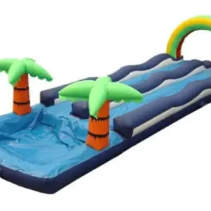 Dual lane rain bow slip and slide water slide