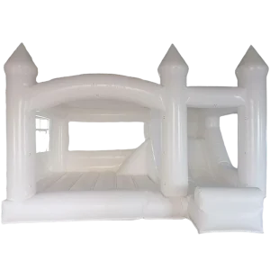White jumping castle with slide